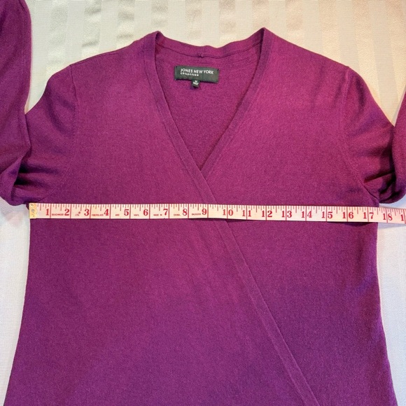 Jones New York Collection Open Front Wool Blend Cardigan Sweater Sz M Magenta - Picture 6 of 14